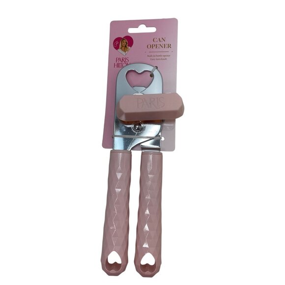 Paris Hilton Can Opener With Heart-Shaped Handles Bottle Opener & Easy Turn Knob - Picture 1 of 4